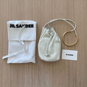 JIL SANDER Off-White Small Metal Bracelet Drawstring Bag